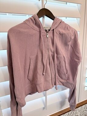 Wildfox Dusty Rose Cropped Zip Hoodie
